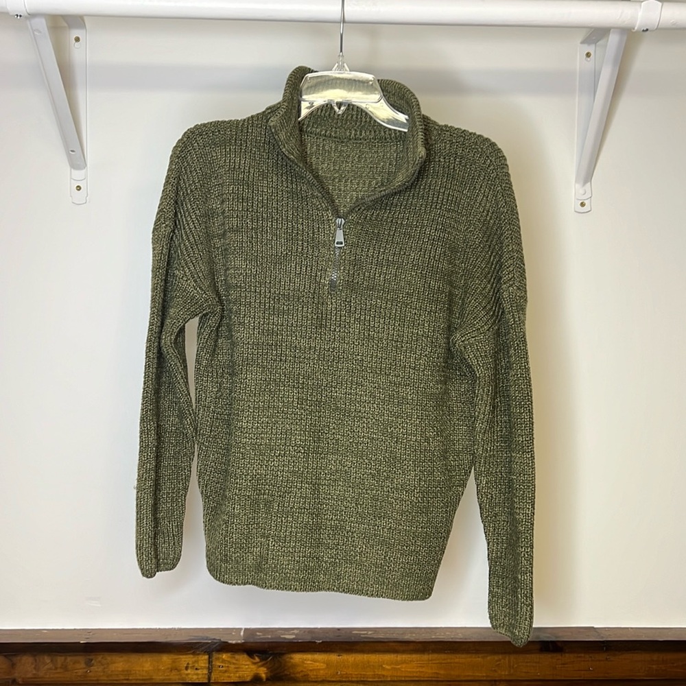 Amazon Green Knit 1/4 Zip‎ Sweater- Small